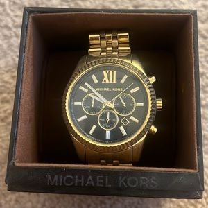 MICHAEL KORS Men Chronograph Lexington Gold Stainless Steel Watch 45mm MK8286